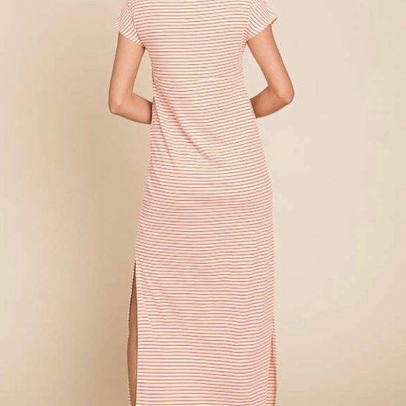 Culture Code Light Tomato Striped Plus Size Front Twist Detail Maxi Dress - Picture 4 of 4